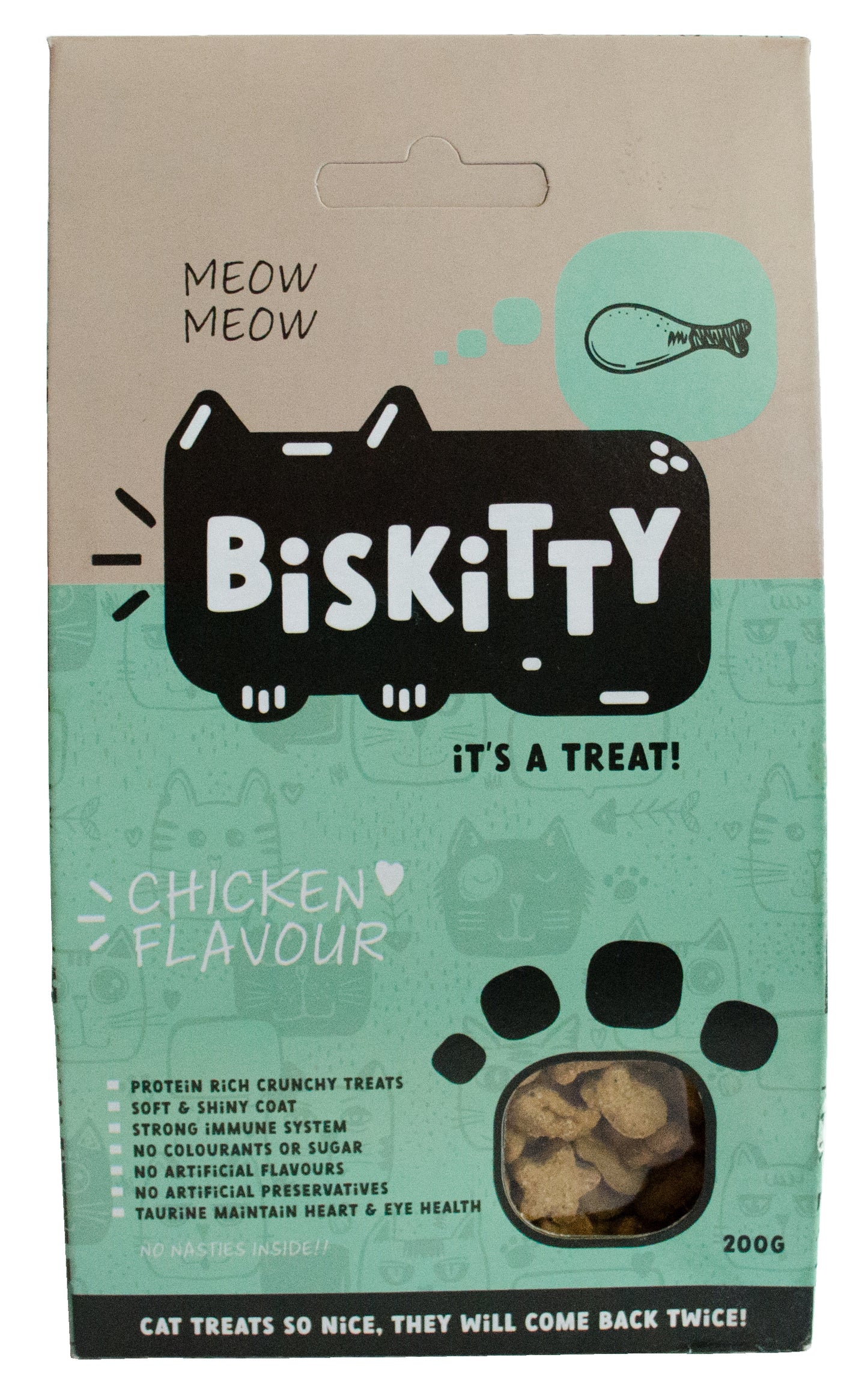 Biskitty Chicken Cat Treats 200g - High Protein Crunchy Biscuits - Pet Pharma