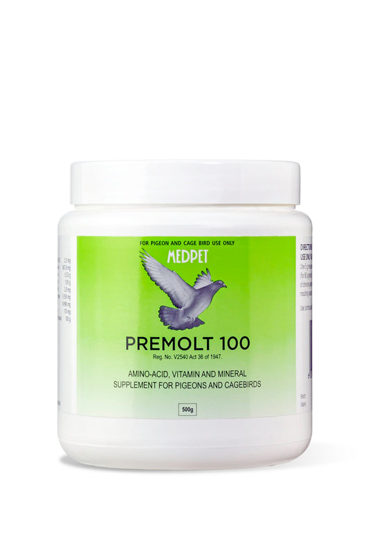 Premolt 100 (500g) | Ultimate Plumage & Moulting Supplement for Pigeon & Bird Flocks 500g