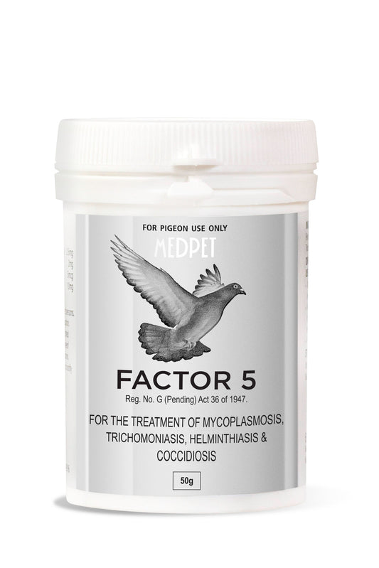 Medpet Factor 5 50g – 5-in-1 Treatment for Racing Pigeons & Birds