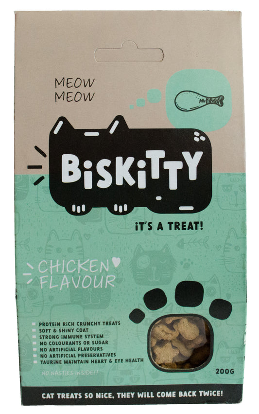 Biskitty Chicken Cat Treats 200g - High Protein Crunchy Biscuits - Pet Pharma