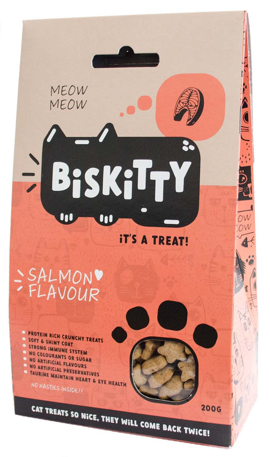Biskitty Salmon Cat Treats 200g - Protein Rich Crunchy Biscuits - Pet Pharma
