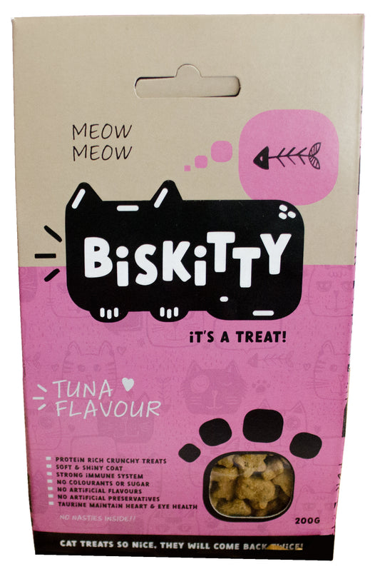 Biskitty Tuna Cat Treats 200g - High Protein Crunchy Biscuits - Pet Pharma