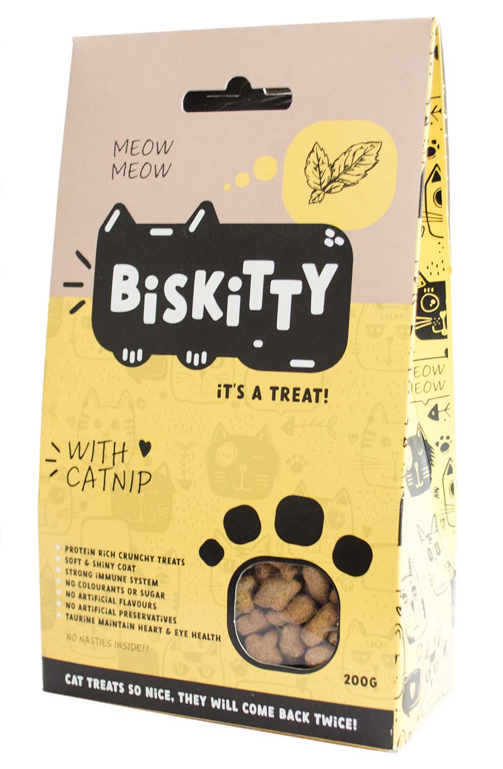 Biskitty Catnip Cat Treats 200g - Protein Rich Crunchy Biscuits - Pet Pharma
