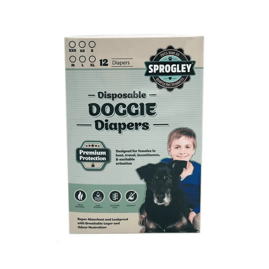 Sprogley Disposable Dog Diapers - Super Absorbent & Leak-Proof (12 Pack) - Pet Pharma